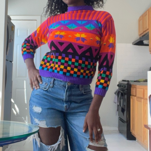 Colorful Geometric Pattern Sweater - Picture 1 of 7